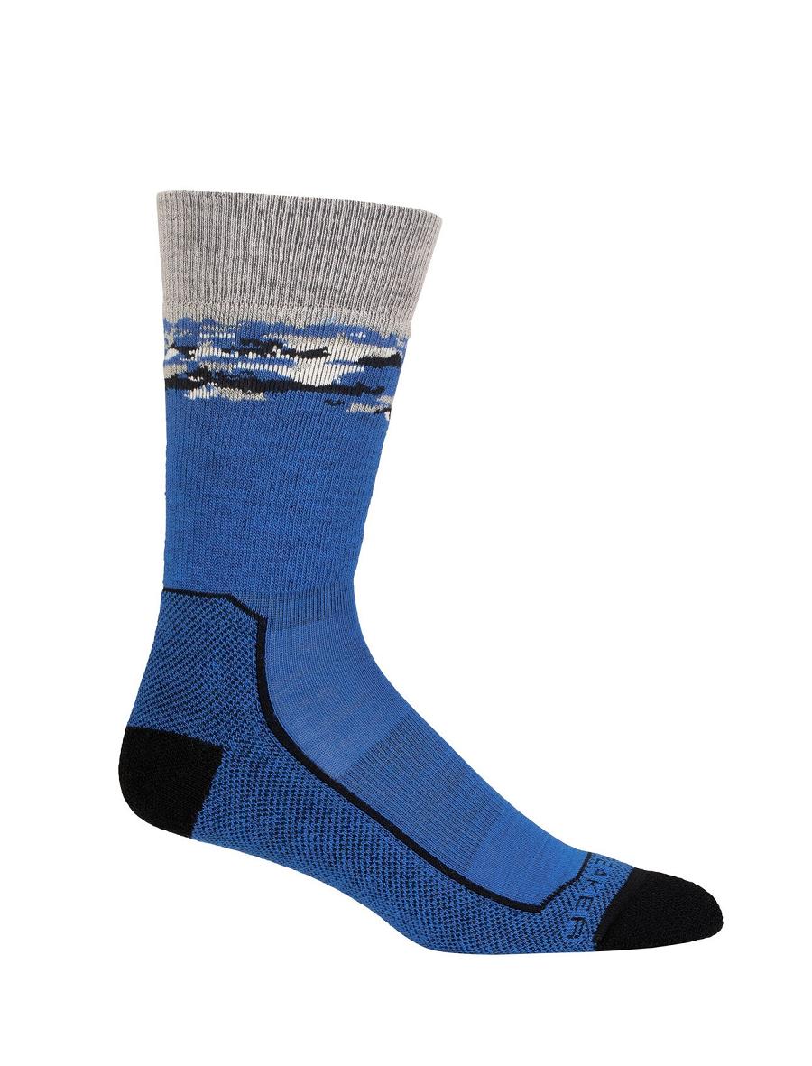 Men's Icebreaker Merino Hike+ Medium Crew Sedimentary Socks Lazurite / Black | CA 1945KORI